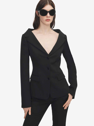 McQueen Mujer Barcelona Blazer Hombros Descubiertos color Negro sku 741-002356 01 - Foto 4