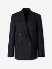Nili Lotan Mujer Barcelona Blazer Cruzada Raya Diplomática color Azul Noche sku 741-002361 01 - Foto 1