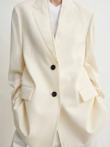TOTEME Mujer Barcelona Blazer Recta Deshilachada color Marfil sku 741-002365 01 - Foto 4