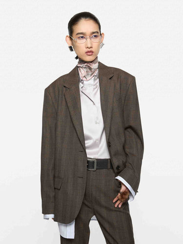 Acne Studios Mujer Barcelona Blazer Capas Cuadros color Marrón sku 741-002388 01 - Foto 6