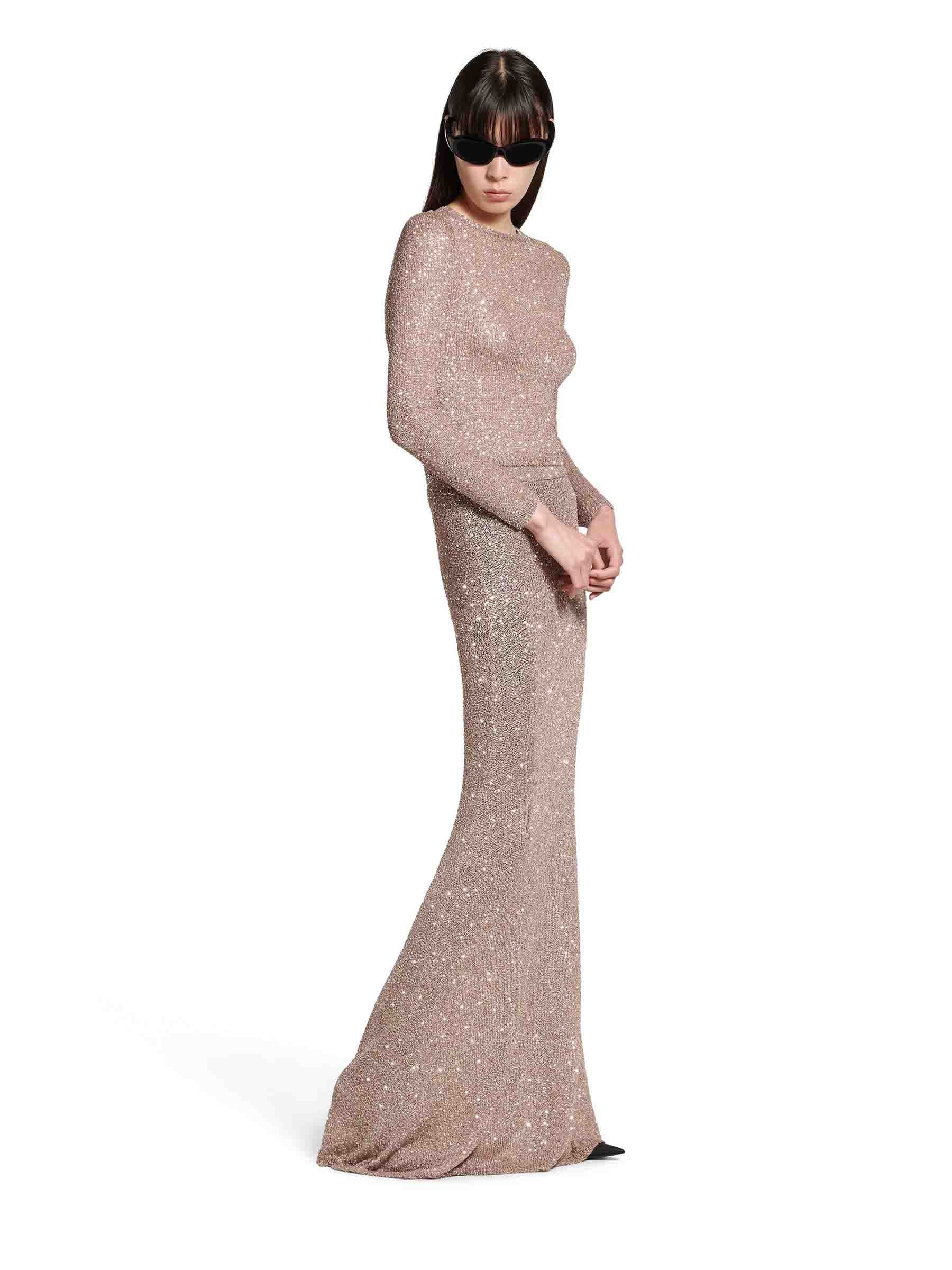 Balenciaga Mujer Barcelona Falda Maxi Lentejuelas color Rosa Envejecido sku 750-001560 01 - Foto 2