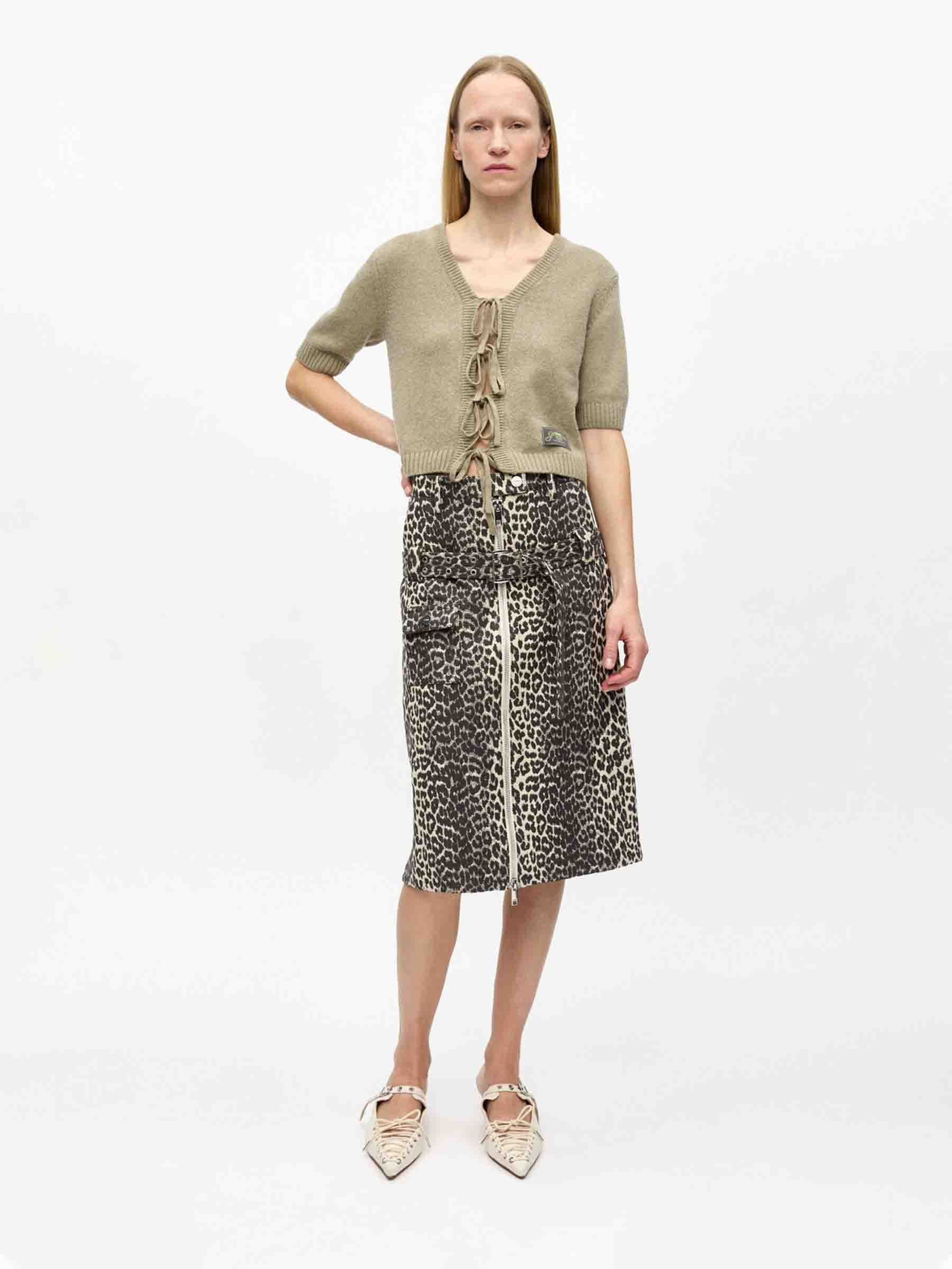 Ganni Mujer Barcelona Falda Midi Tweed color Leopardo sku 750-001617 01 - Foto 2