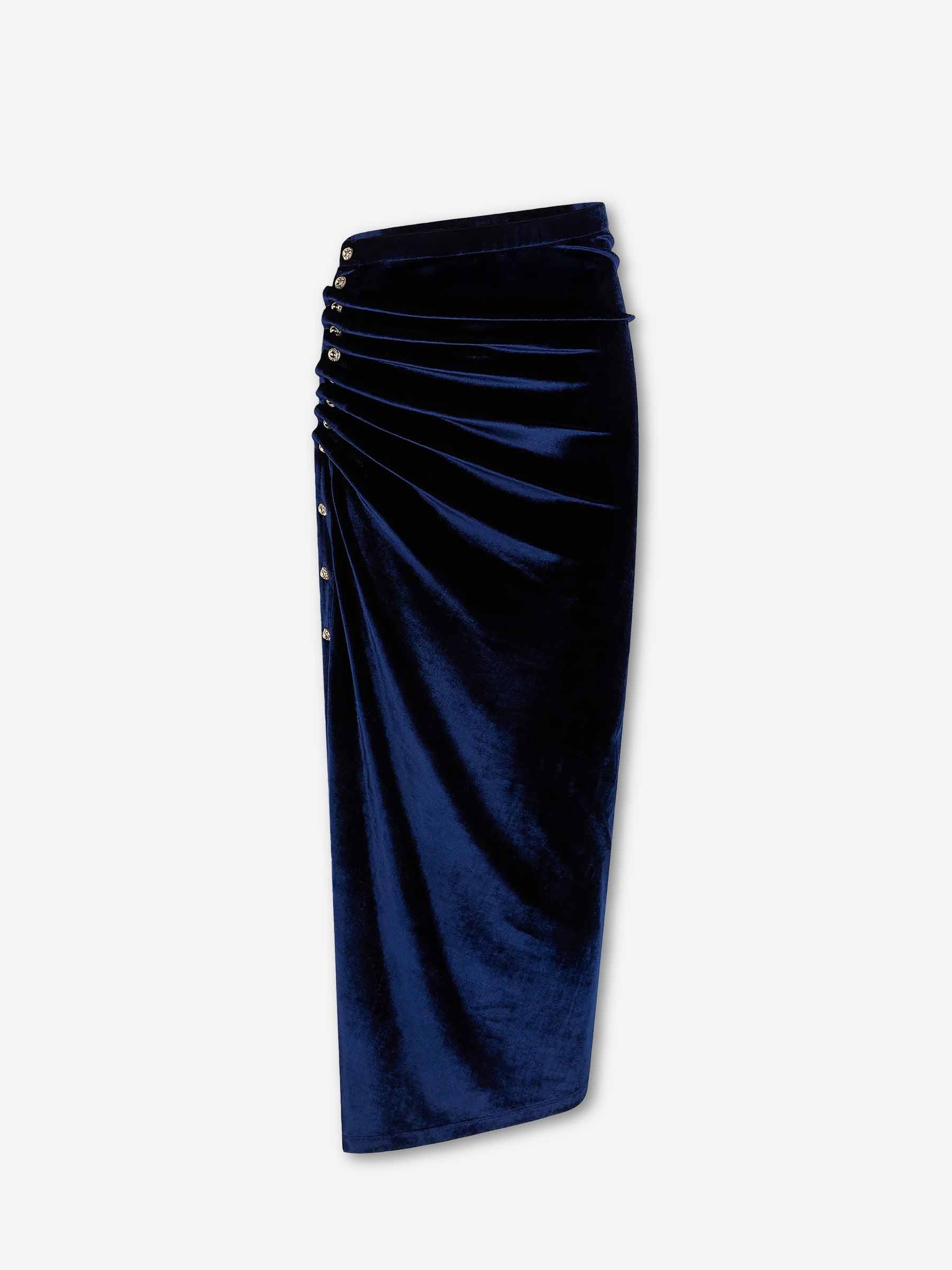 Rabanne Mujer Barcelona Falda Midi Drapeada color Azul Cobalto sku 750-001651 01 - Foto 1