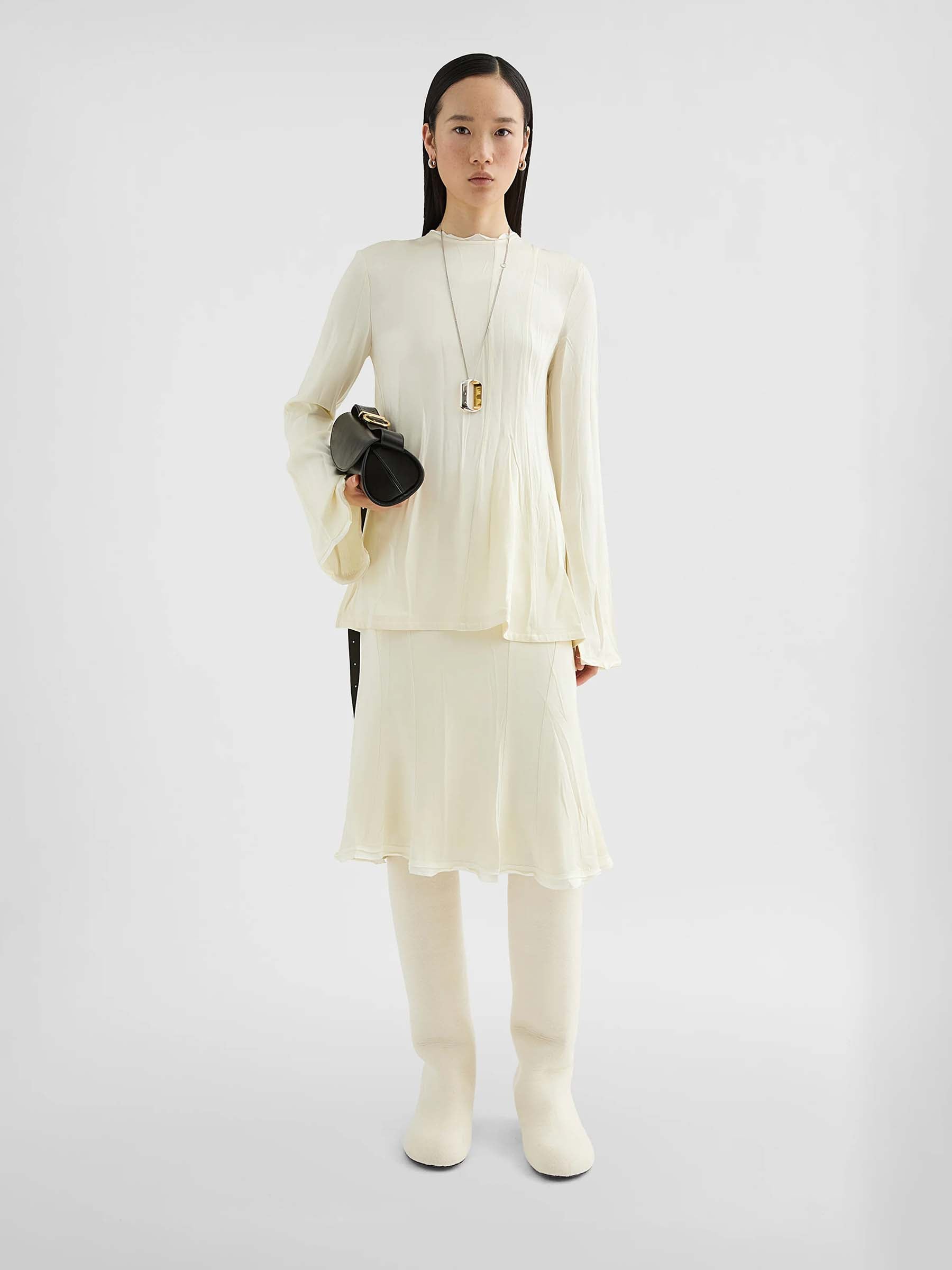 Jil Sander Mujer Barcelona Falda Satén Envers color Crema sku 750-001675 01 - Foto 2