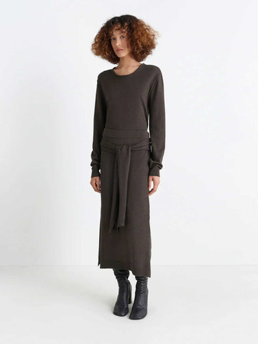 Lemaire Mujer Barcelona Falda Midi Lana color Marrón Oscuro sku 750-001689 01 - Foto 2