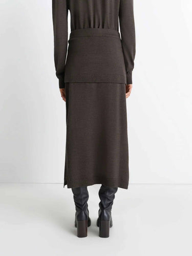 Lemaire Mujer Barcelona Falda Midi Lana color Marrón Oscuro sku 750-001689 01 - Foto 4