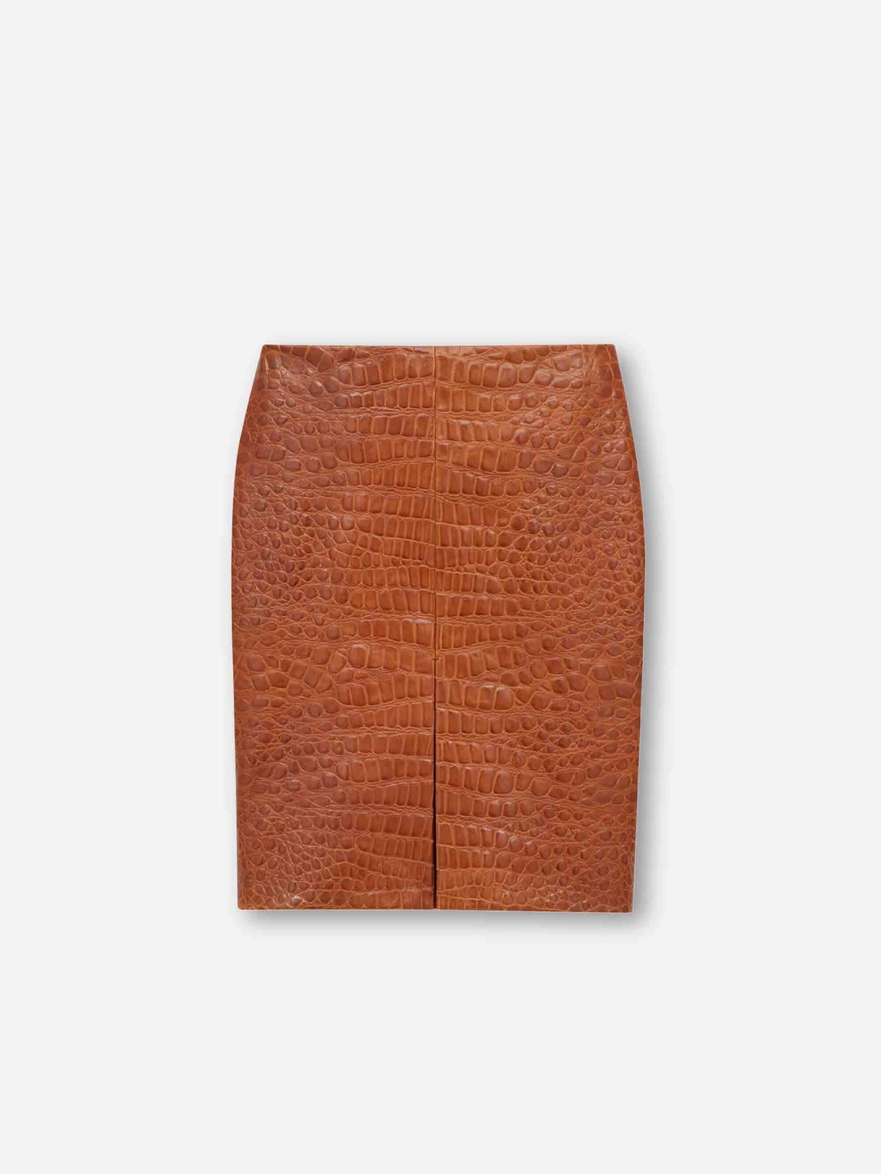 Saint Laurent Mujer Barcelona Falda Piel Cocodrilo color Marrón sku 750-001699 01 - Foto 1