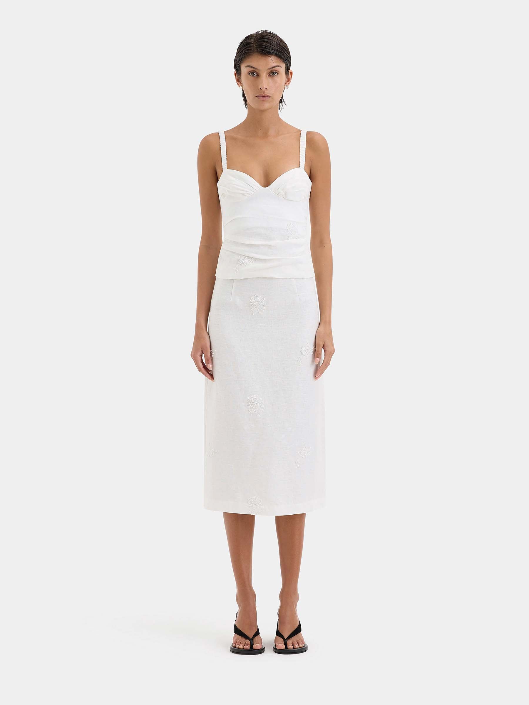 SIR. Mujer Barcelona Falda Midi Alessandra color Blanco sku 750-001707 01 - Foto 2