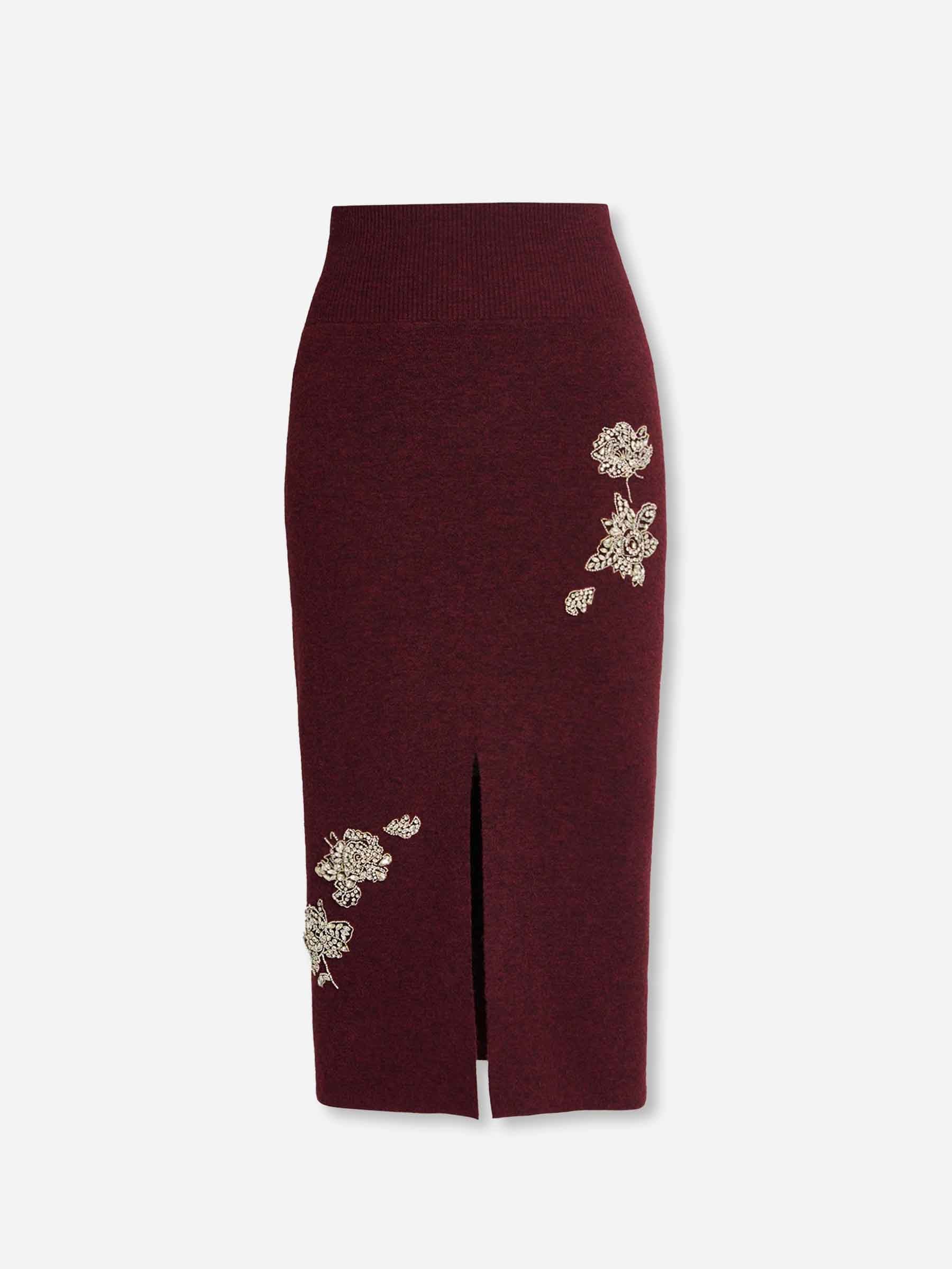 Erdem Mujer Barcelona Falda Midi Punto color Burdeos sku 750-001708 01 - Foto 1