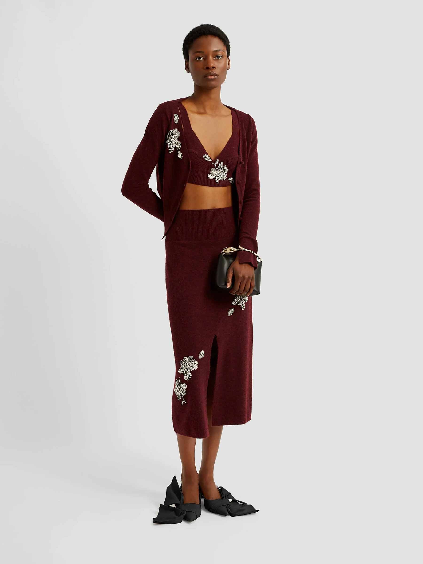 スカート Ulla Johnson Grace Knit Midi Skirt Mae High Low Skirt - Orion Hand-Dyed Silk Skirt with