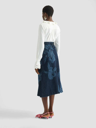 Erdem  Barcelona Falda Midi Denim color Azul Denim Oscuro sku 750-001731 01 - Foto 3