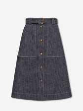 Moncler Mujer Barcelona Falda Midi Denim color Azul Denim Oscuro sku 750-001735 01 - Foto 1