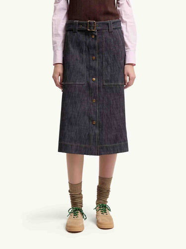 Moncler Mujer Barcelona Falda Midi Denim color Azul Denim Oscuro sku 750-001735 01 - Foto 2