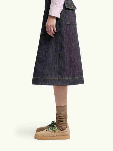 Moncler Mujer Barcelona Falda Midi Denim color Azul Denim Oscuro sku 750-001735 01 - Foto 3