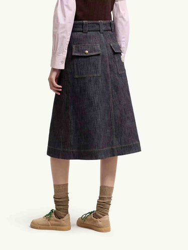 Moncler Mujer Barcelona Falda Midi Denim color Azul Denim Oscuro sku 750-001735 01 - Foto 4