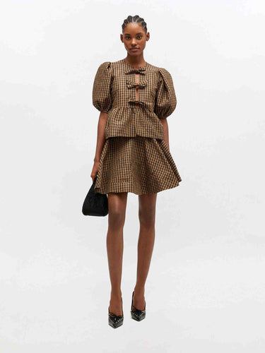 Ganni Mujer Barcelona Falda Mini Cuadros color Camel sku 750-001753 01 - Foto 2