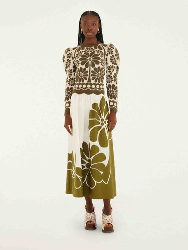 Farm Rio Mujer Barcelona Falda Midi Palermo color Verde sku 750-001760 01 - Foto 1