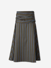 Staud Mujer Barcelona Falda Midi Rayas color Verde Oscuro sku 750-001763 01 - Foto 1