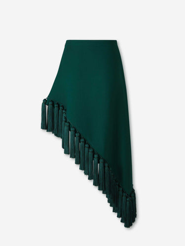 Alaïa Mujer Barcelona Falda Asimétrica Borlas color Verde Oscuro sku 750-001801 01 - Foto 2