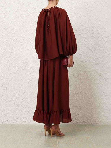 Zimmermann Mujer Barcelona Falda Larga Aster color Burdeos sku 750-001829 01 - Foto 3