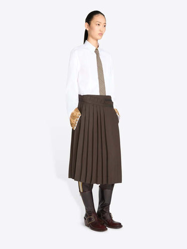Dries Van Noten Mujer Barcelona Falda Cruzada Plisada color Marrón Oscuro sku 750-001867 01 - Foto 4