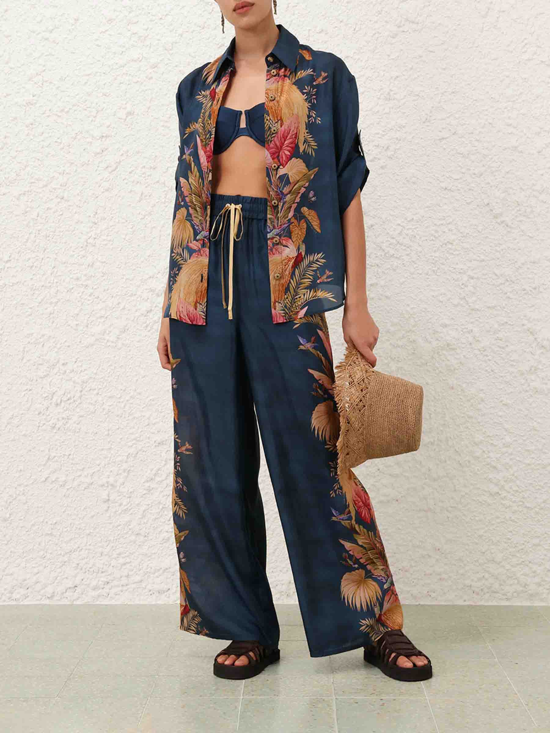 Zimmermann Mujer Barcelona Pantalones Anchos Ascension color Azul Marino sku 761-003837 01 - Foto 2