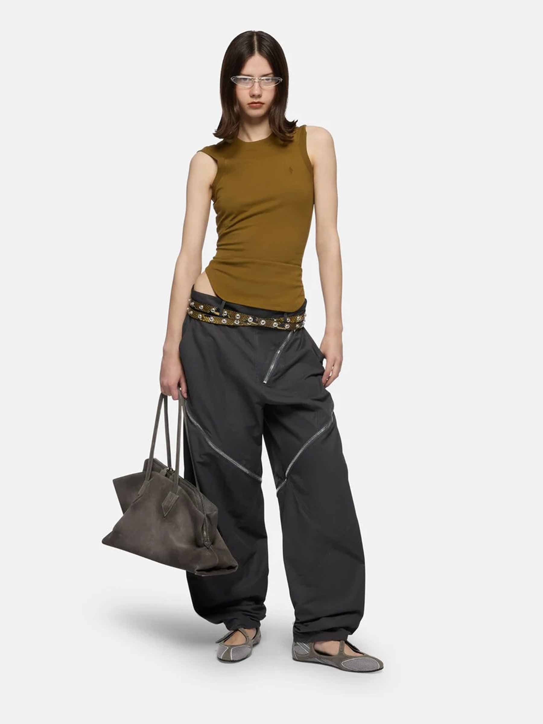 The Attico Mujer Barcelona Pantalones Parachute Cremalleras color Gris Oscuro sku 761-003902 01 - Foto 2