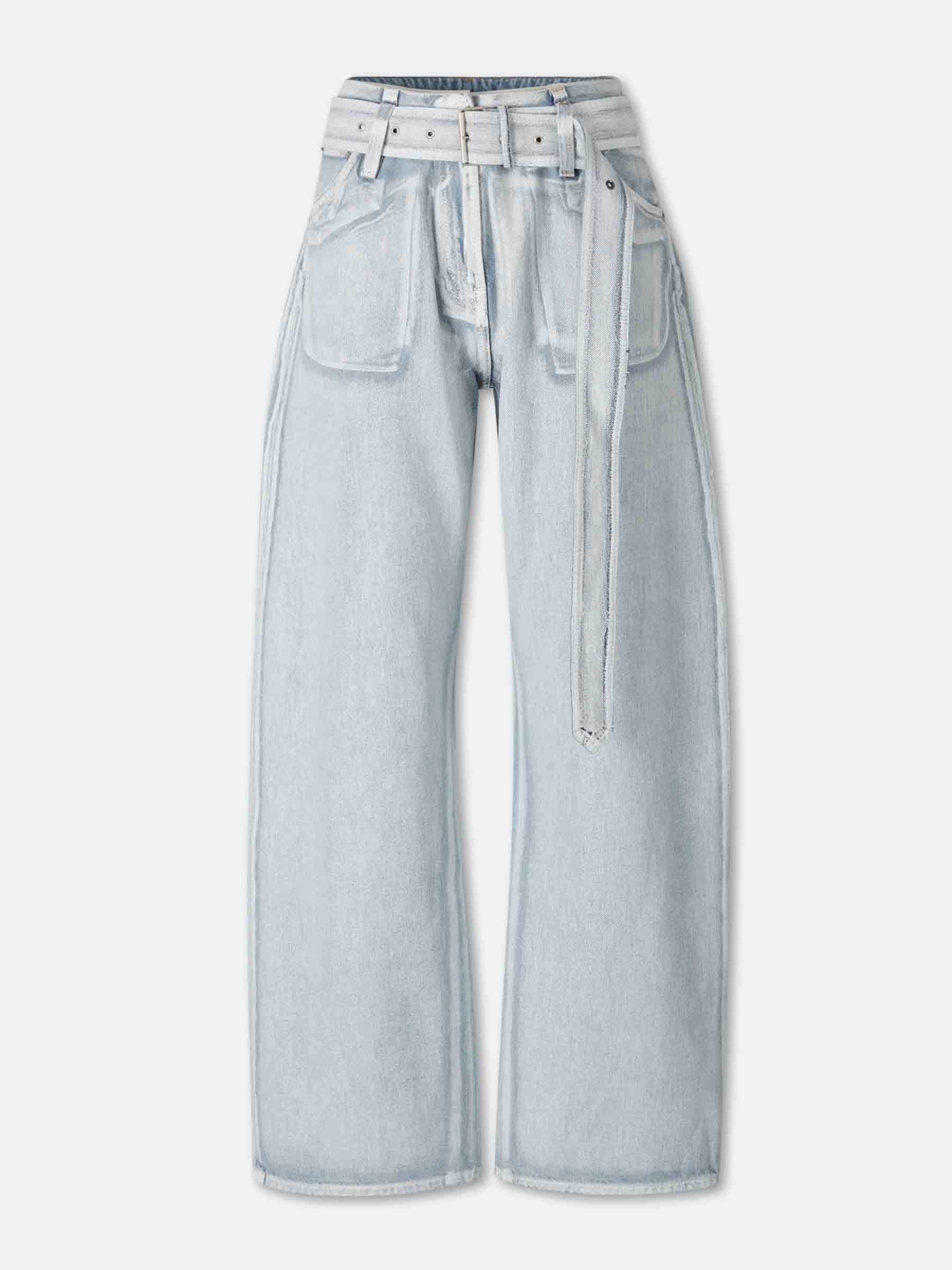 Acne Studios Mujer Barcelona Pantalones Anchos Cinturón color Azul Denim Claro sku 761-003998 01 - Foto 1