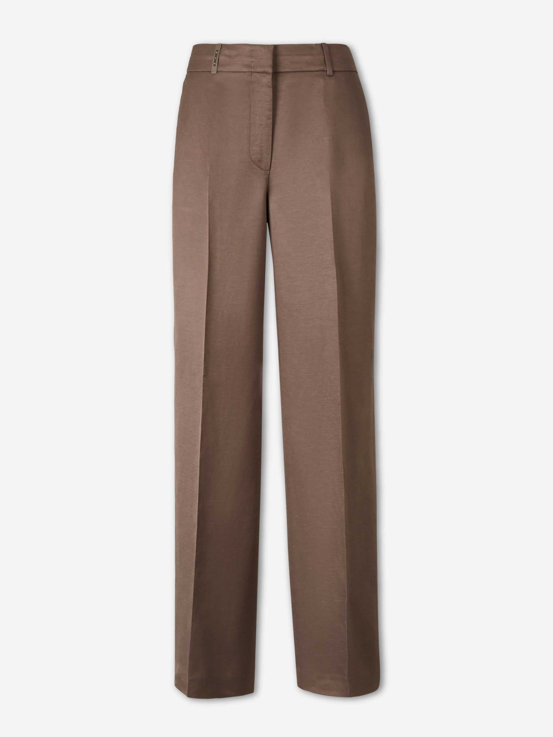 Peserico Mujer Barcelona Pantalones Anchos Rectos color Marrón Oscuro sku 761-004038 01 - Foto 1