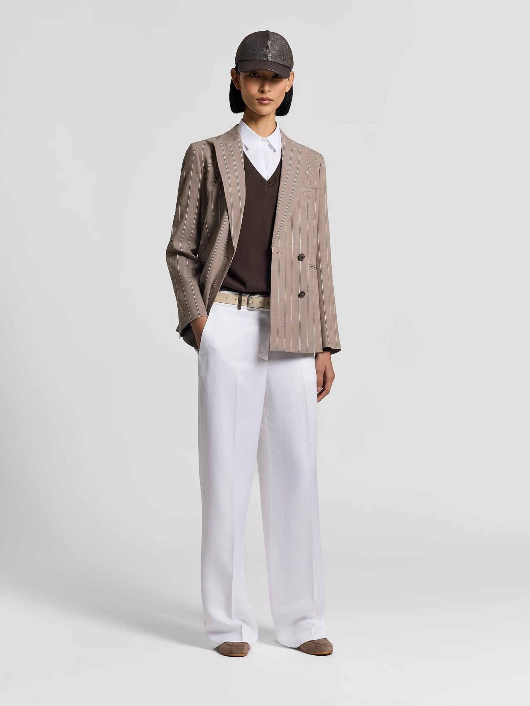 Peserico Mujer Barcelona Pantalones Anchos Lino color Blanco sku 761-004038 02 - Foto 2