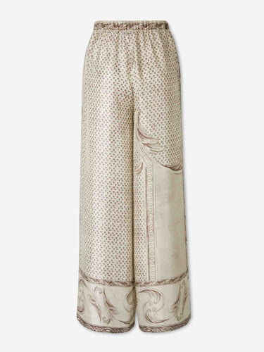 Max Mara Mujer Barcelona Pantalón Seda Estampada color Crema sku 761-004060 01 - Foto 3
