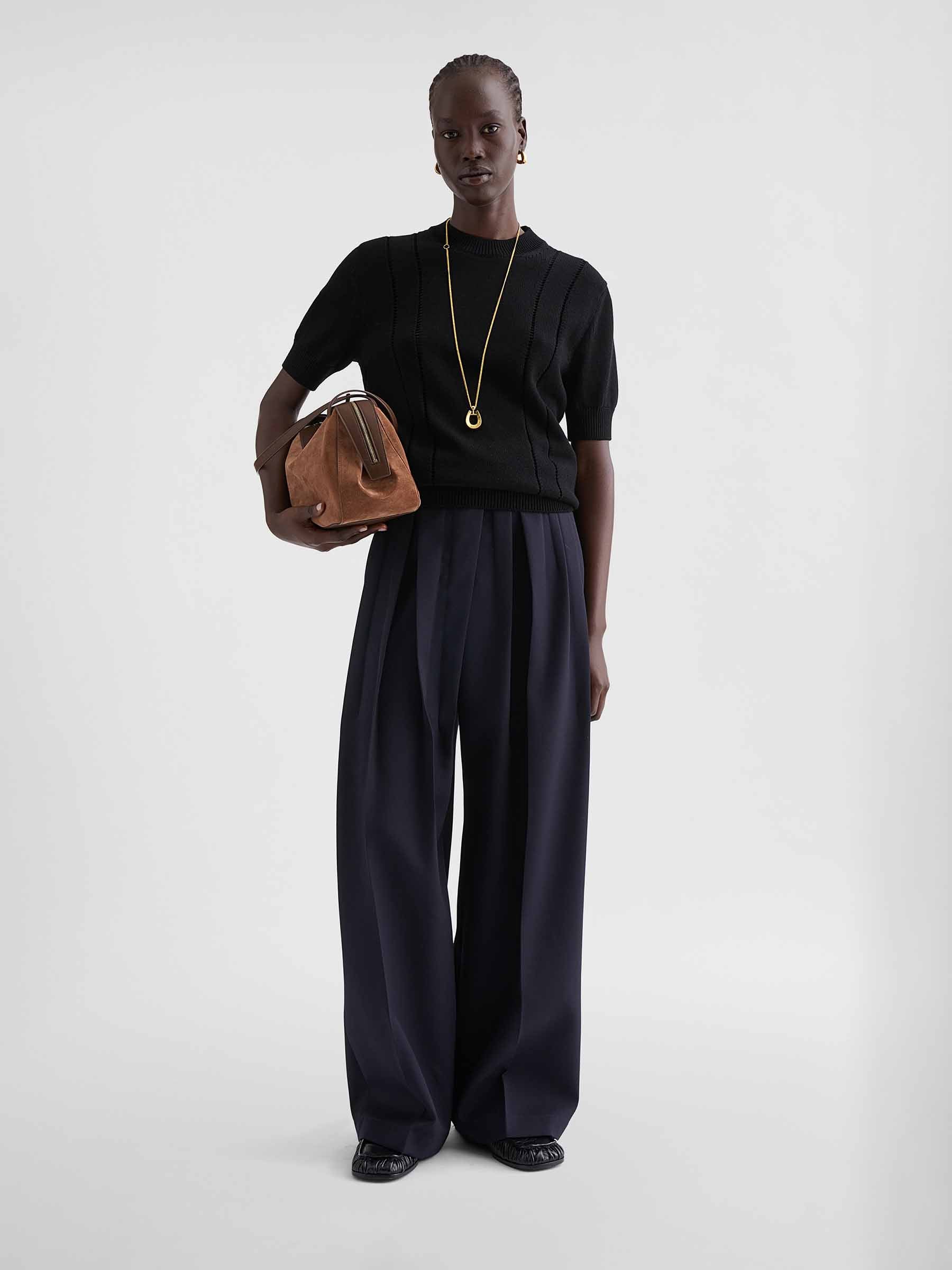 Jil Sander Mujer Barcelona Pantalones Anchos Gabardina color Azul Noche sku 761-004067 01 - Foto 2