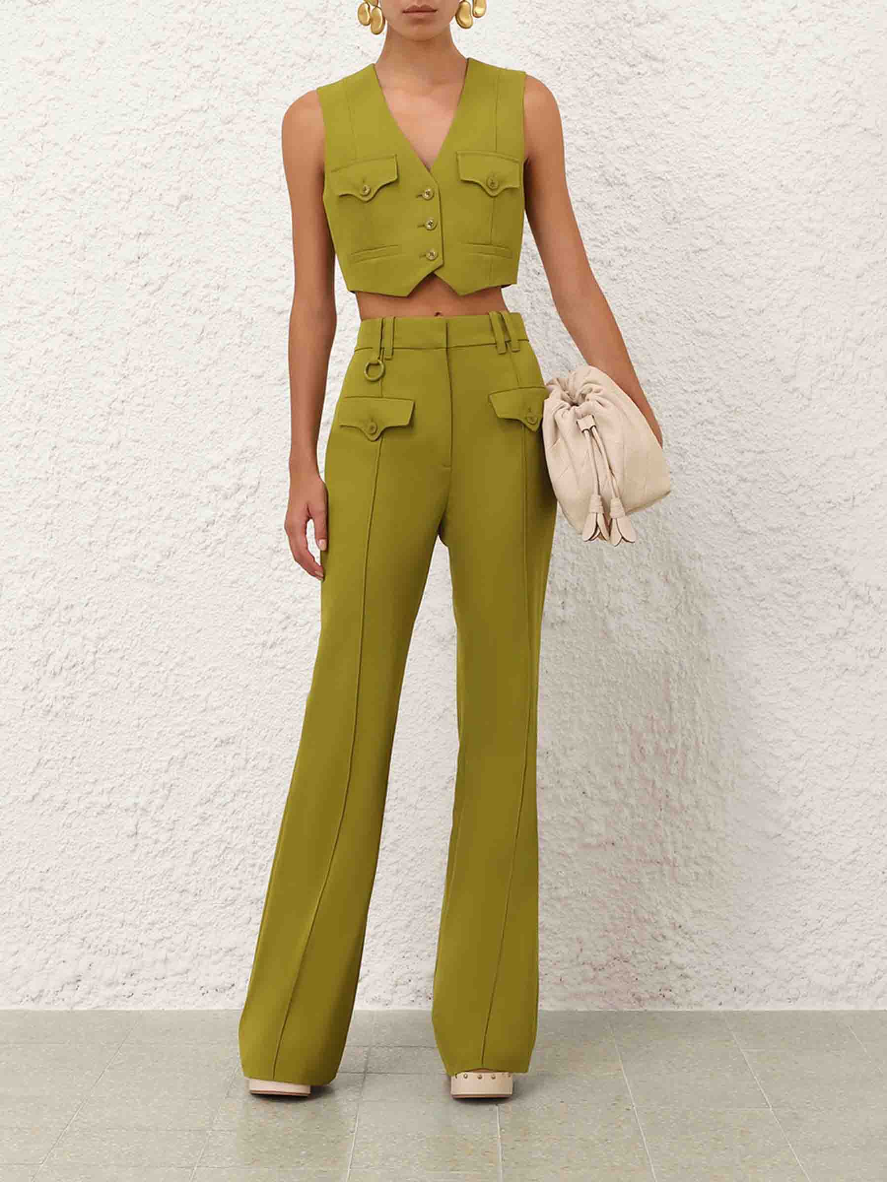 Zimmermann Mujer Barcelona Pantalones Flared Luna color Verde sku 761-004096 01 - Foto 2