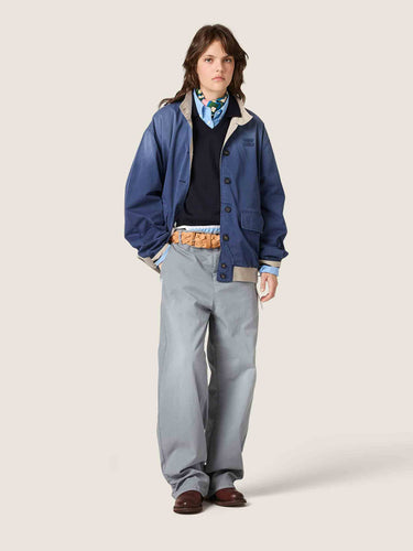 Miu Miu Mujer Barcelona Pantalones Anchos Algodón color Gris Claro sku 761-004186 01 - Foto 2