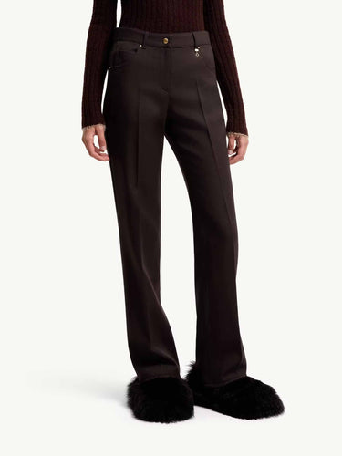 Moncler Mujer Barcelona Pantalones Rectos Poliéster Lana color Marrón Oscuro sku 761-004202 01 - Foto 4