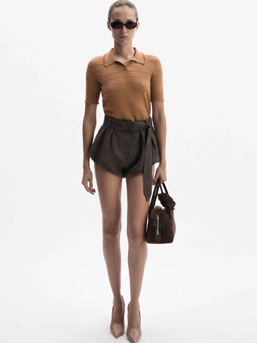 Magda Butrym Mujer Barcelona Shorts Anchos Lino color Marrón Oscuro sku 762-000559 01 - Foto 2