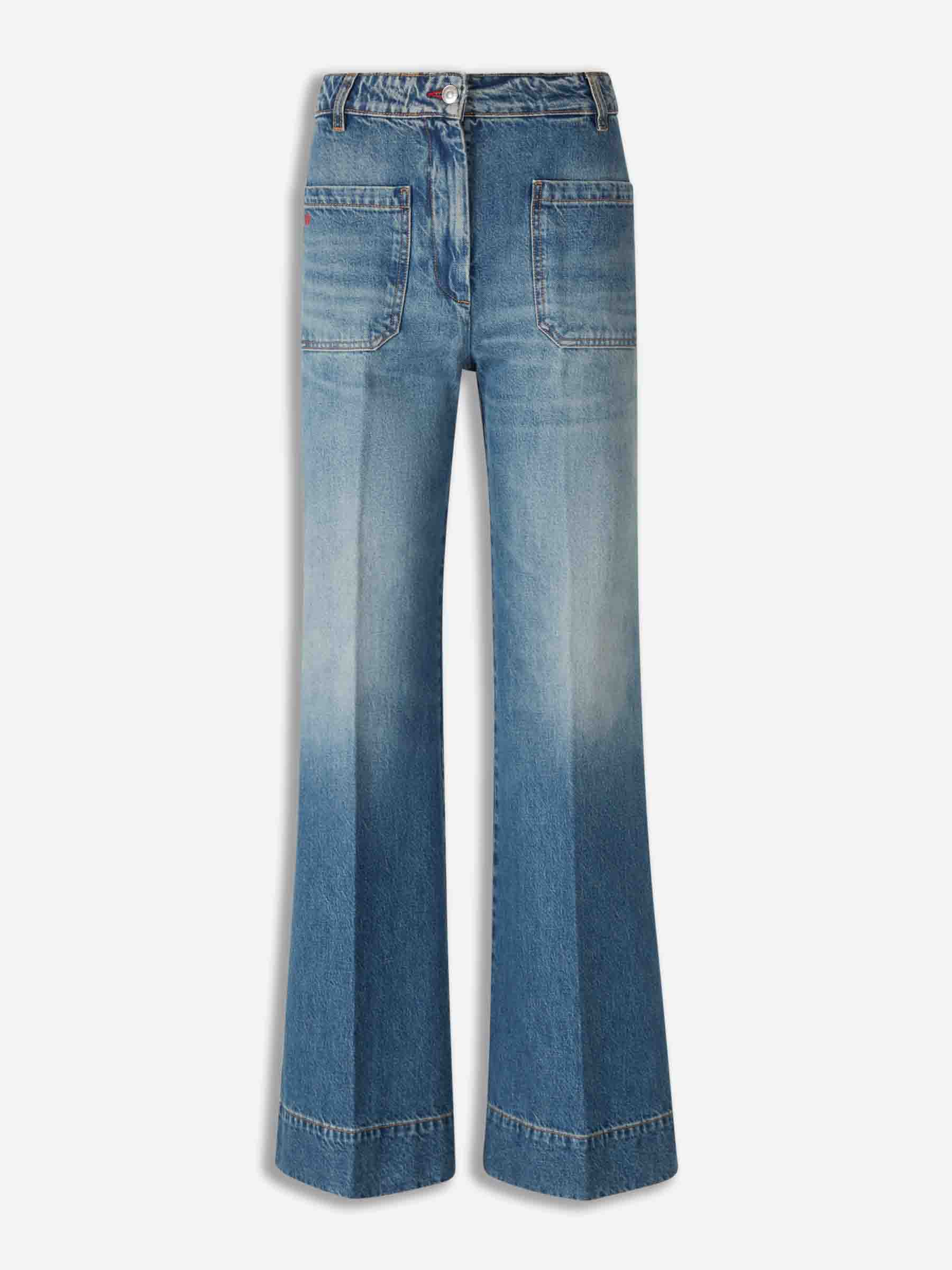 Victoria Beckham Mujer Barcelona Jeans Acampanados Logo color Azul Denim sku 763-001809 01 - Foto 1