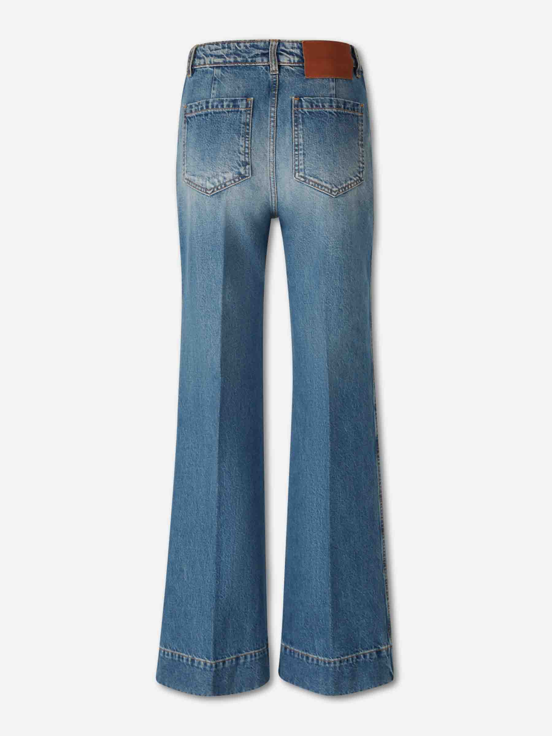 Victoria Beckham Mujer Barcelona Jeans Acampanados Logo color Azul Denim sku 763-001809 01 - Foto 2