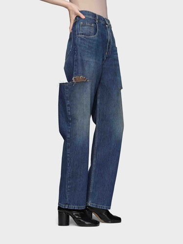 Maison Margiela Mujer Barcelona Jeans Anchos Aberturas color Azul Denim sku 763-001816 01 - Foto 3