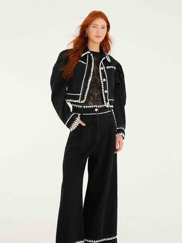 Farm Rio Mujer Barcelona Jeans Anchos Crochet color Negro sku 763-001870 01 - Foto 1