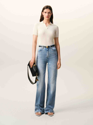 Ami Paris Mujer Barcelona Jeans Acampanados Algodón color Azul Denim sku 763-001873 01 - Foto 2