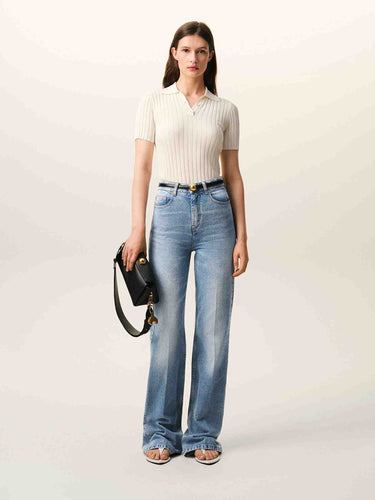 Ami Paris Mujer Barcelona Pantalones Flared Algodón color Azul Denim sku 763-001901 01 - Foto 2