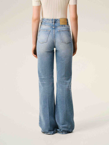 Ami Paris Mujer Barcelona Pantalones Flared Algodón color Azul Denim sku 763-001901 01 - Foto 3