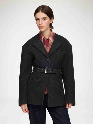 Ganni Mujer Barcelona Chaqueta Casual Lana color Gris Antracita sku 771-001731 01 - Foto 4