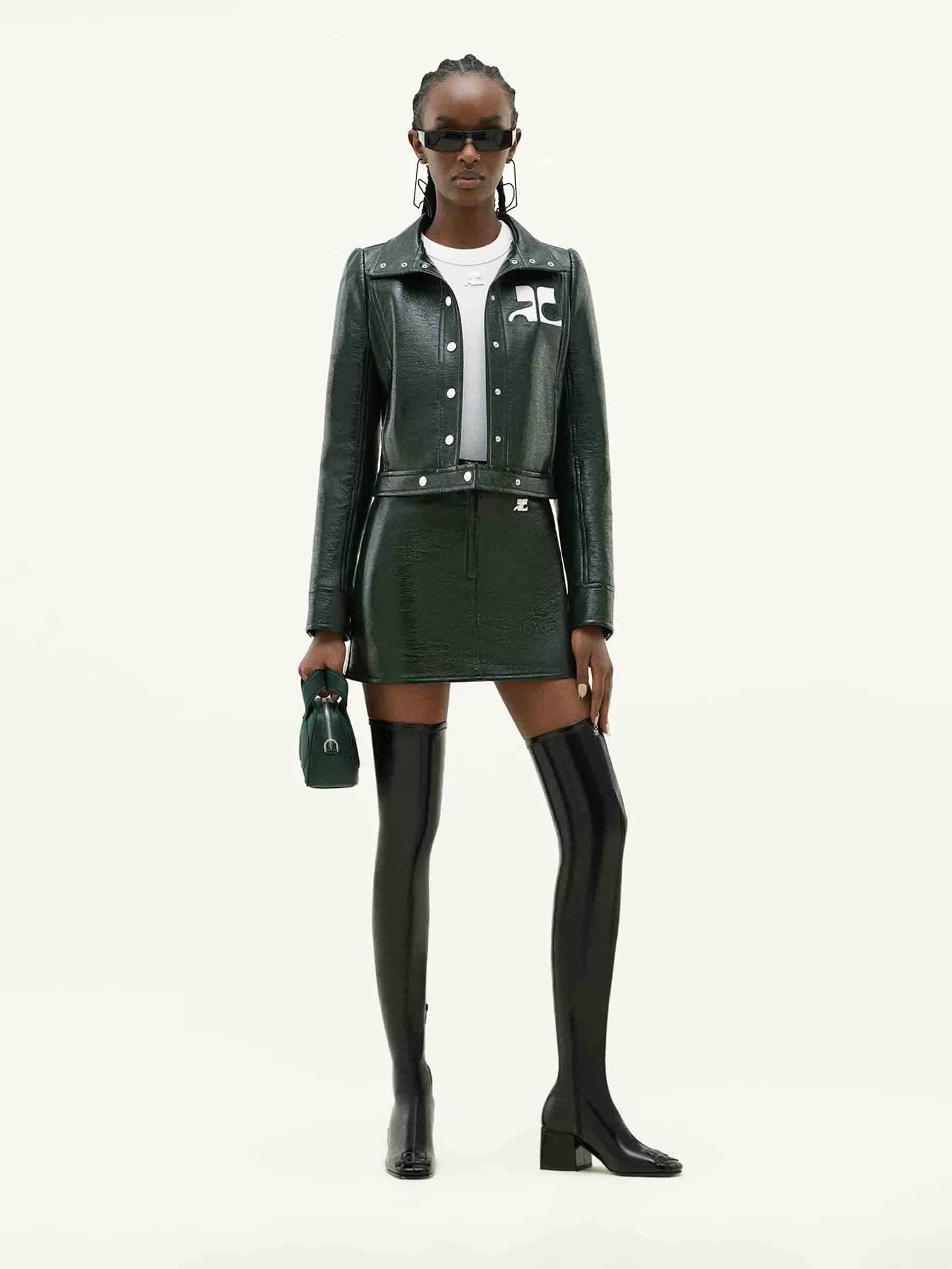 Courrèges Mujer Barcelona Chaqueta Biker Vinilo color Verde Jungla sku 772-001498 02 - Foto 2