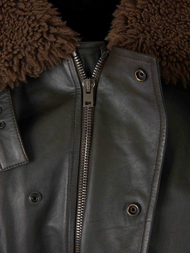 Lemaire Mujer Barcelona Chaqueta Piel Borrego color Marrón Oscuro sku 772-001512 01 - Foto 3