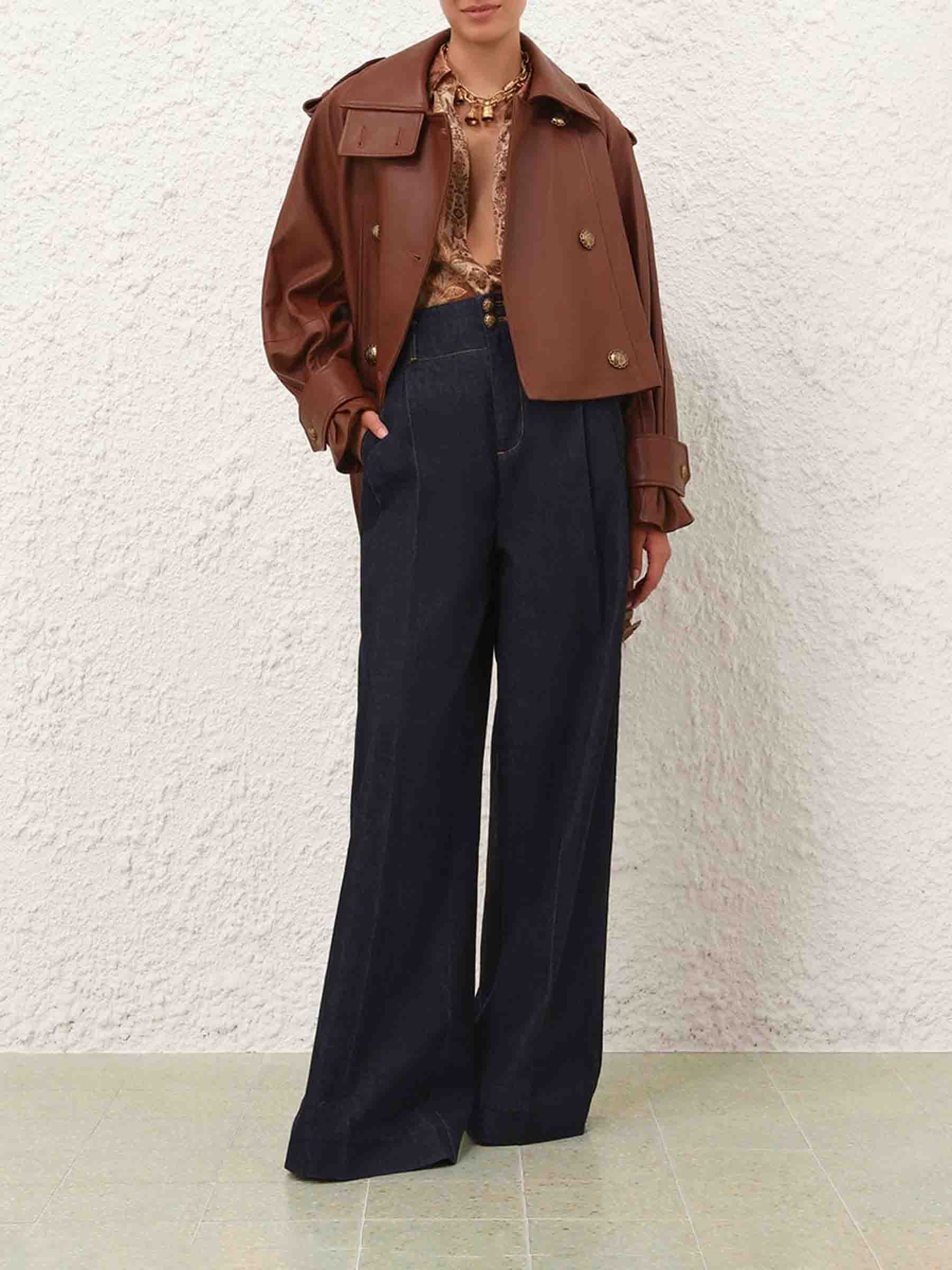 Zimmermann Mujer Barcelona Gabardina Cropped Piel color Marrón sku 772-001515 01 - Foto 2