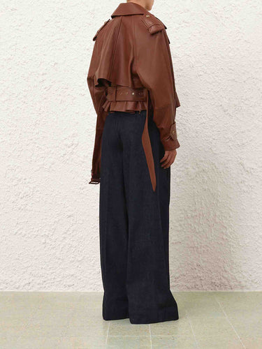 Zimmermann Mujer Barcelona Gabardina Cropped Piel color Marrón sku 772-001515 01 - Foto 3