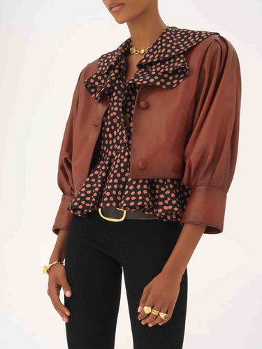 Chloé Mujer Barcelona Chaqueta Piel Cropped color Burdeos sku 772-001540 01 - Foto 4