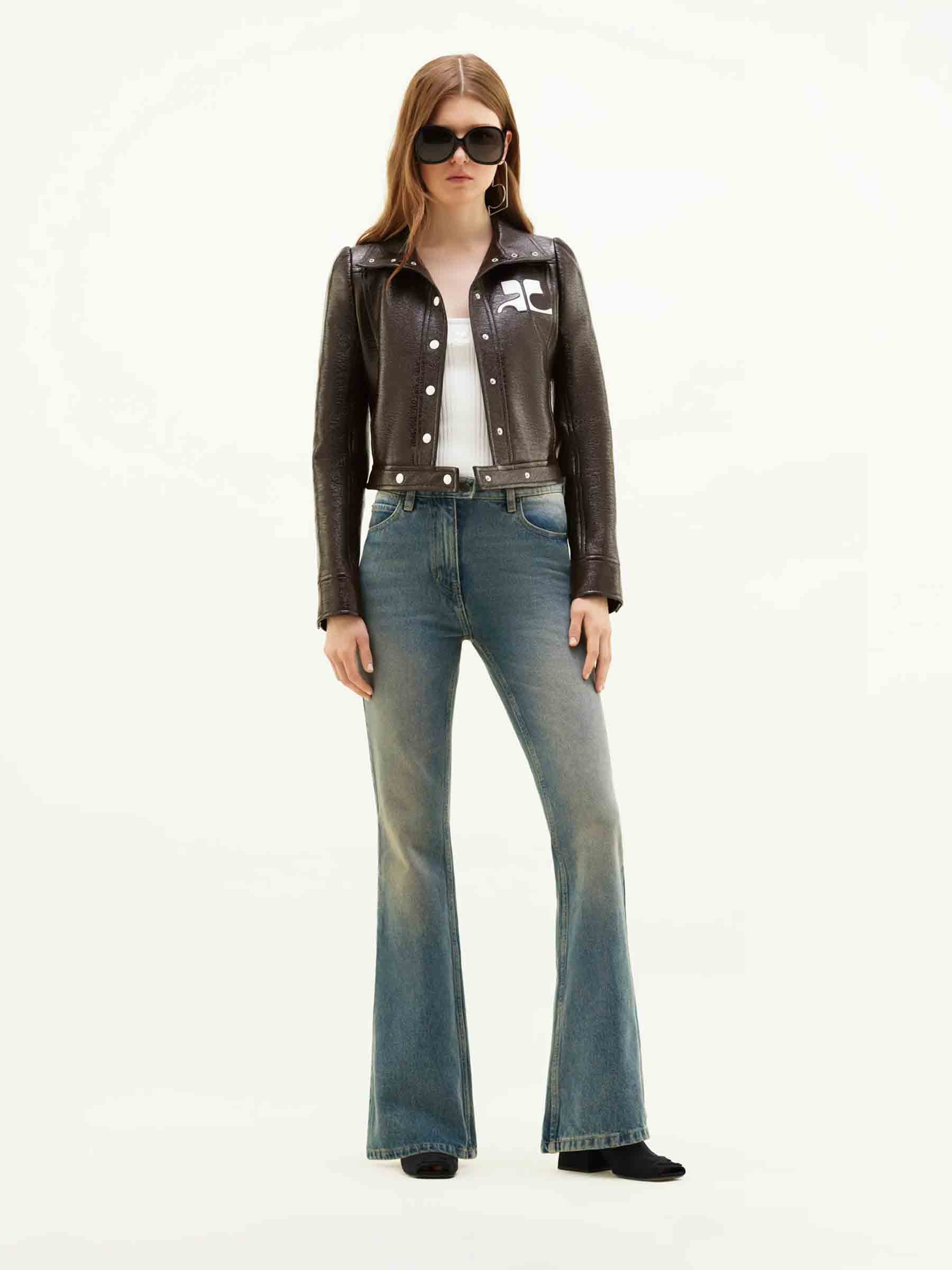 Courrèges Mujer Barcelona Chaqueta Biker Vinilo color Marrón Oscuro sku 772-001545 05 - Foto 2